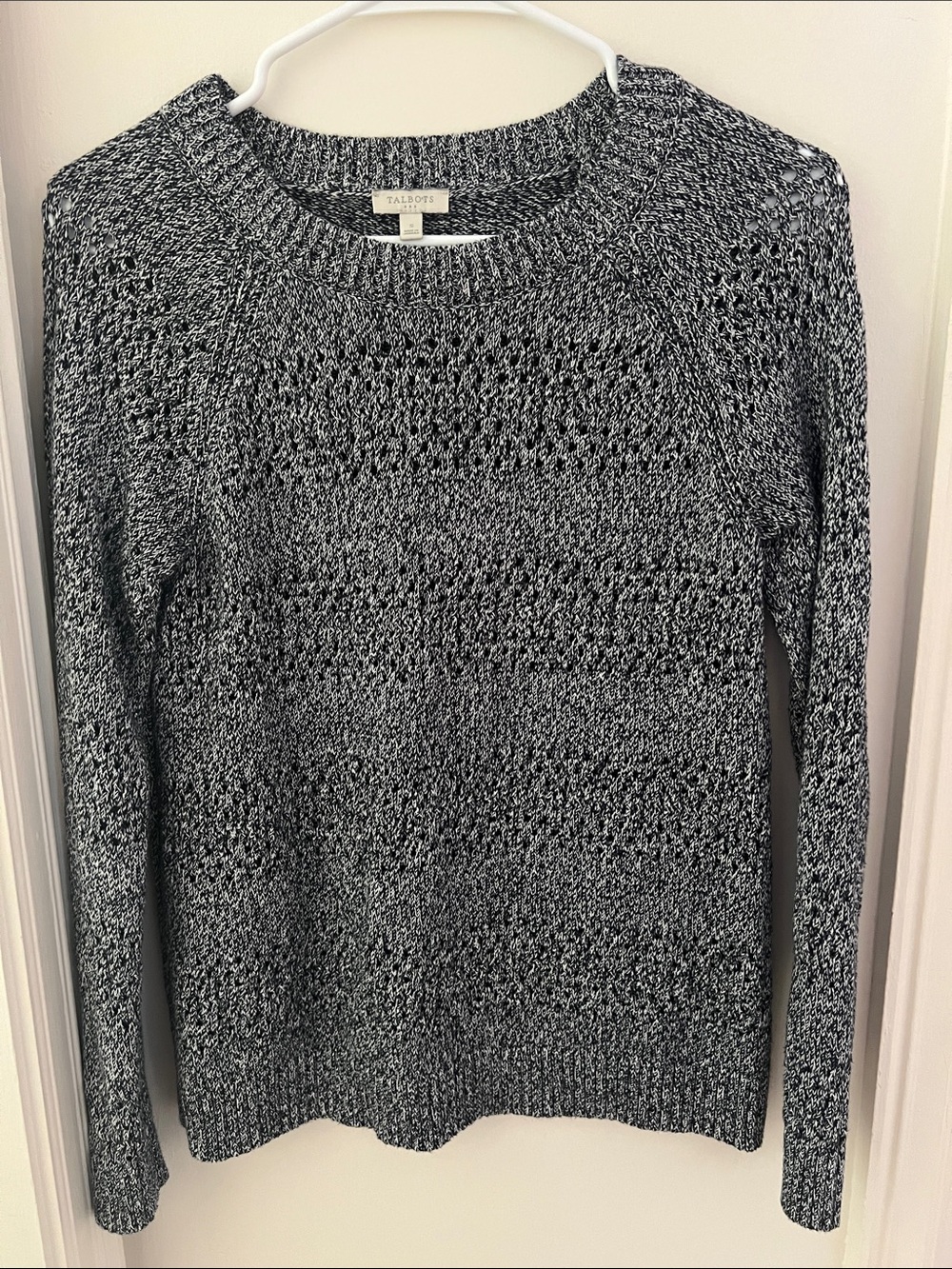 Talbots Black & White Marled Crewneck Sweater